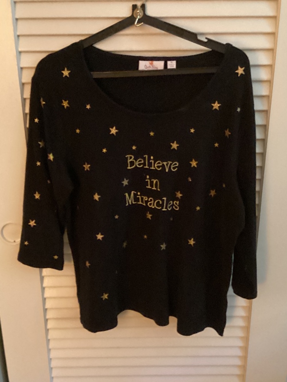 Believe In Miracles Black Star-Print Women's Top